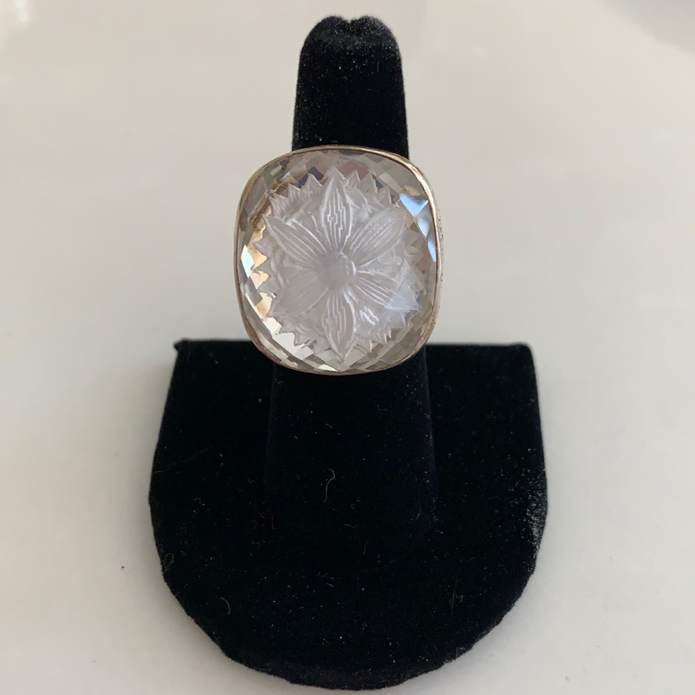 Stephen Dweck Sterling Silver Carved Flower Ring
